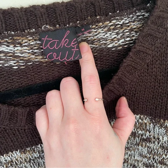 Takeout | Brown Striped Crop Sweater | Size Medium - Picture 7 of 8